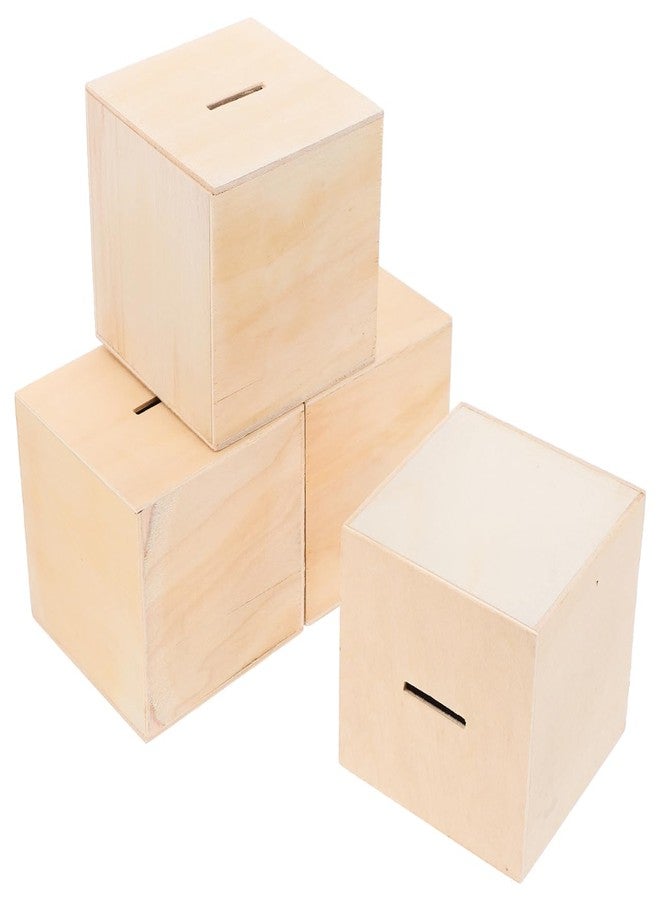 Vaguelly DIY Wooden Piggy Bank for Kids Unfinished Square Coin Bank Craft Money Saving Box Small Change Container for Home Decor and Art Activities - Image 1